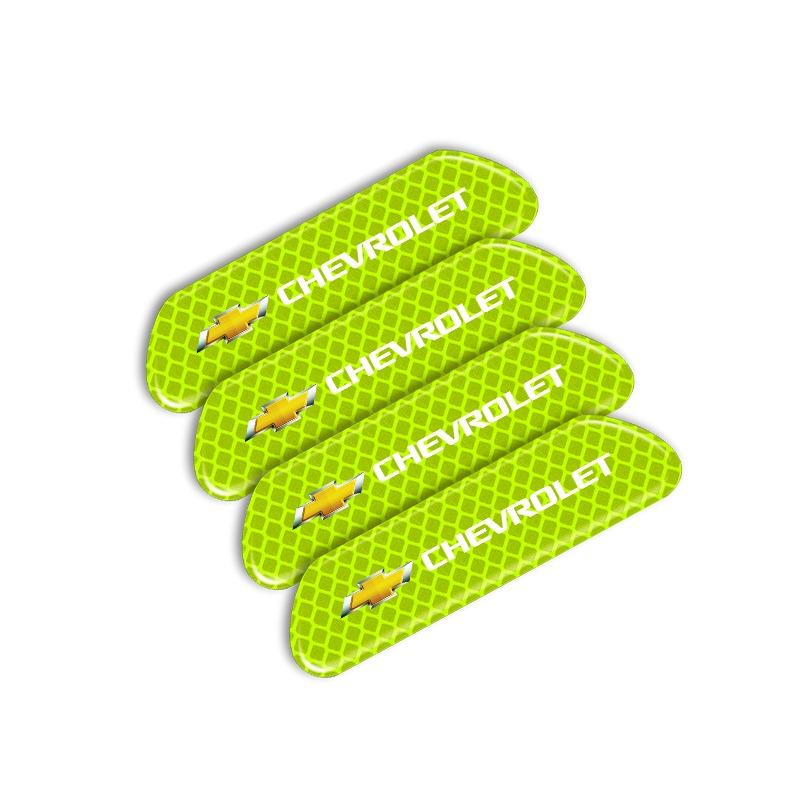 4PCS Car Door Safety Warning Reflective Mark Sticker Emblem for Chevrolet Camaro Trax Blazer Cavalier Onix Aveo Silverado Malibu Captiva