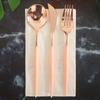 24Pcs/Pack Rose Gold Knives Forks Spoons Set Tableware Colorful Gilt Plastic Food Grade Disposable For Birthday Party Cake Fruit Desserts Dinner