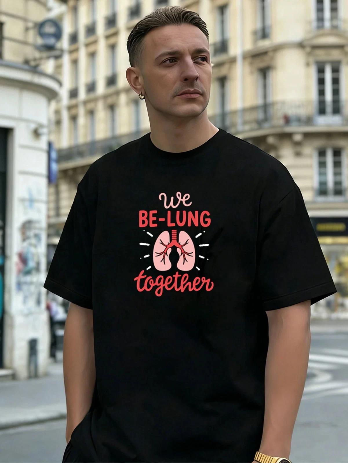 Lung Graphic We Belong Together 100% Cotton Men s T-Shirt, for Daily Casual Wear XL