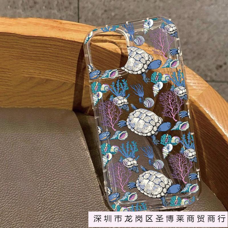 Symphony blue turtle for iPhone13 Apple 14 new 16/15promax mobile phone case 12 anti-drop 11/xs