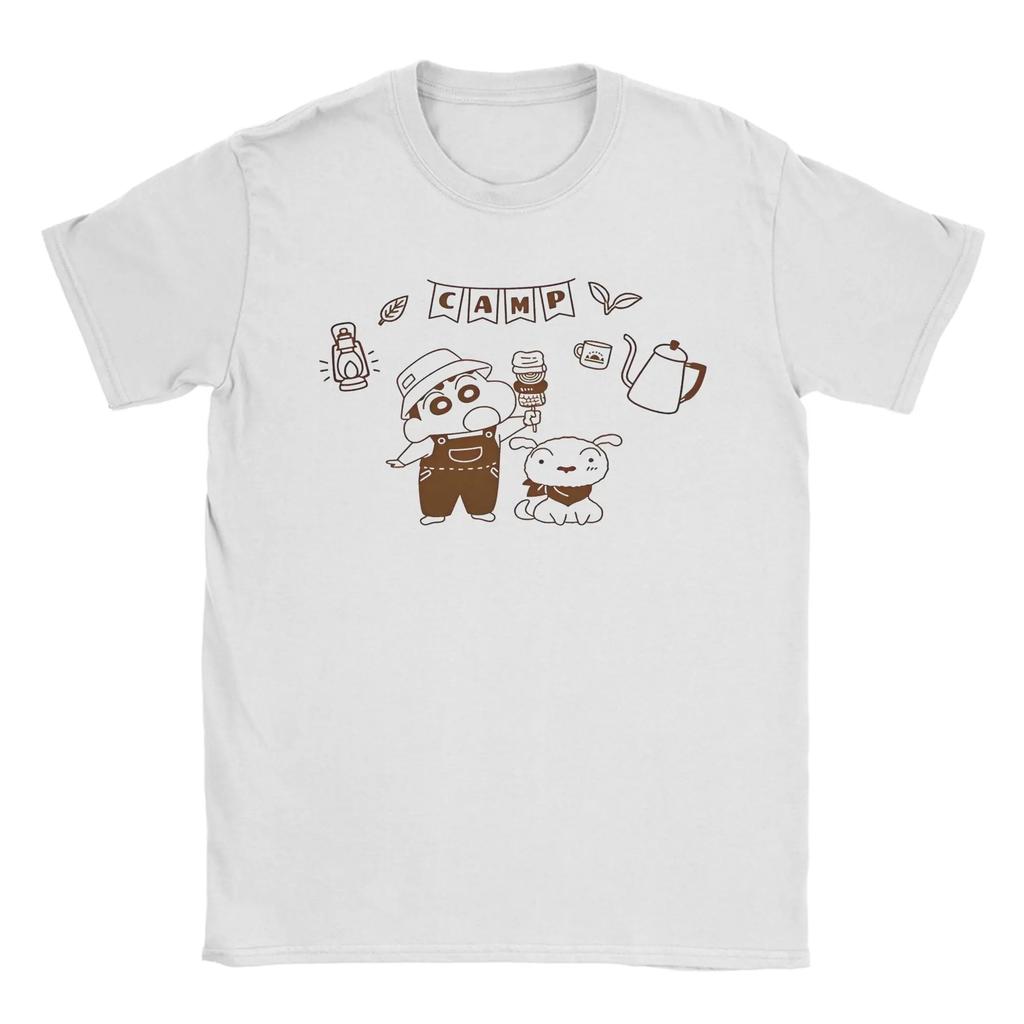 Crayon Shinchan Shiro Anime T Shirts Unisex Unisexs 100 Cotton Novelty Tshirts Crew Neck Tees Short Sleeve Tops Party