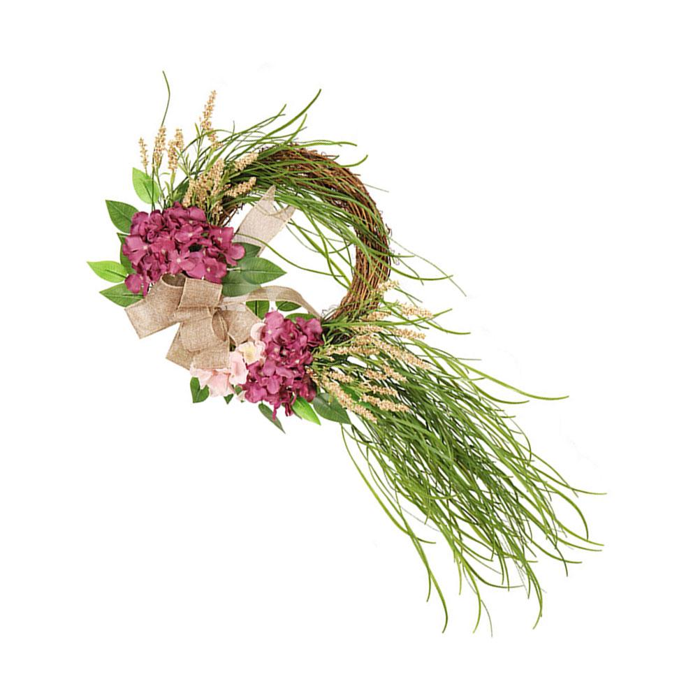 Artificial Hydrangea Wreath Home Decor Indoor Welcome Flower Vine Garland HangingFront Door Wedding Party