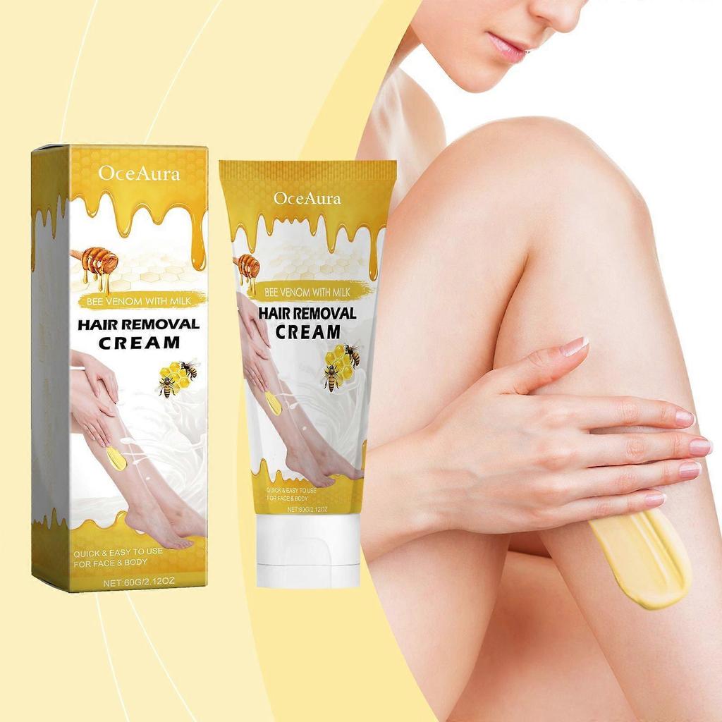 Limited time!!Oceaura Bee Venom Milk Moisturizing Hair Removal Cream Is A Gentle Body Hair Removal Cream For Armpits, Hands And Legs