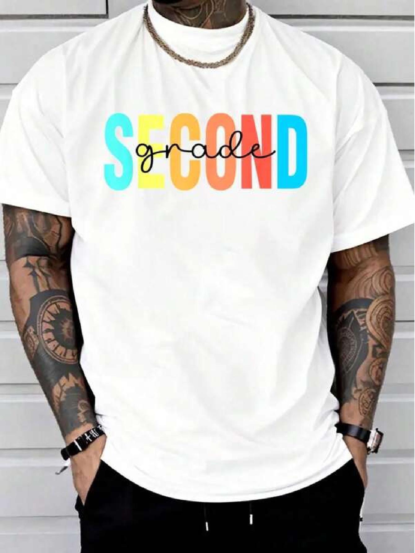 Vintage Second Grade Teacher First Day of School T-shirt - Soft Cotton Short Sleeve Tee with Colorful Gradient Print XXXXL