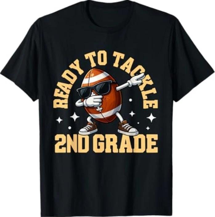 Ready To Tackle 2nd Grade First Day Of School Football Boys T-Shirt M