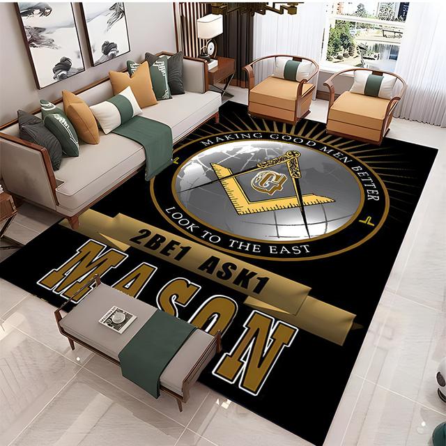 Modern Masonic Living Room Home Decoration Sofa Table Large Rug Bathroom Non-slip Floor Mat