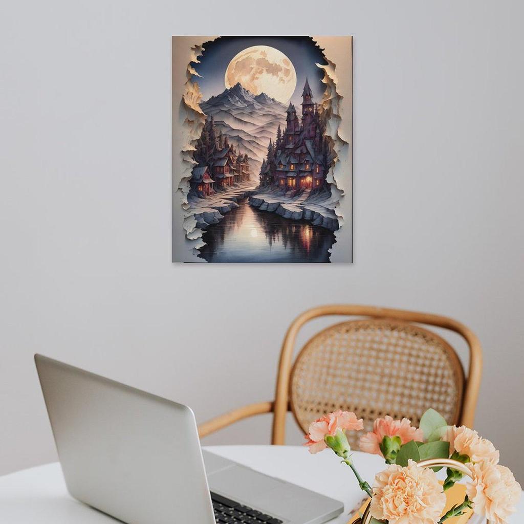 Nordic Minimalist Ripped Paper Landscape Canvas Art for Home Decor