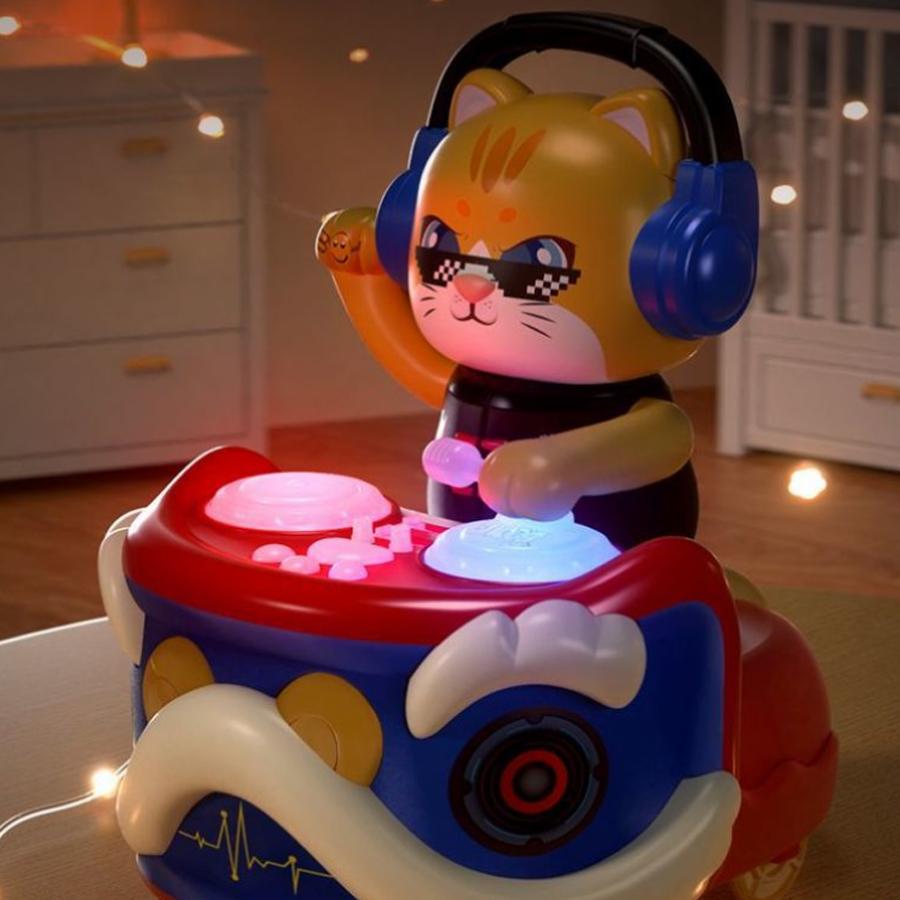 Electric Disc Making DJ Cat Cool Sound and Light Swing Universal Driving Suitable for Children's Gifts Halloween and Christmas