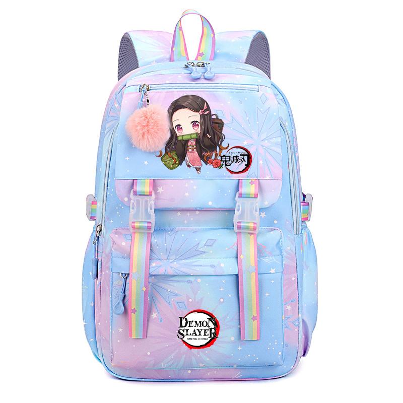 Anime Demon Slayer Backpack Computer Bagpack Sweet Soft Backpack Printed Girl Lightweight Schoolbag for Women Travel Leisure Bag Rucksack Mochila