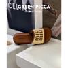 Sheepskin version! Ah Min's holiday woven flat-bottomed slippers for women's summer wear new casual beach one-word sandals