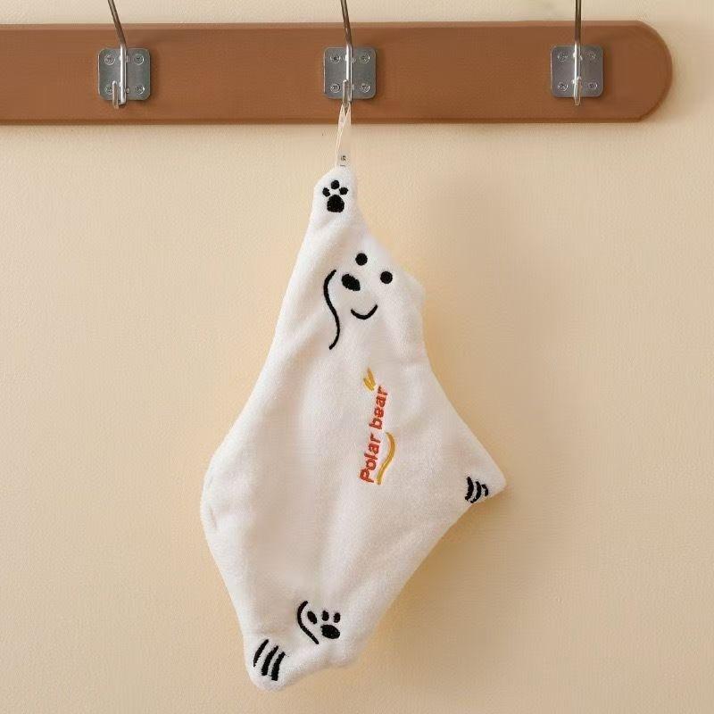 Hanging Kitchen Towel Polar Bear Design Coral Fleece for Super Absorbency & Style
