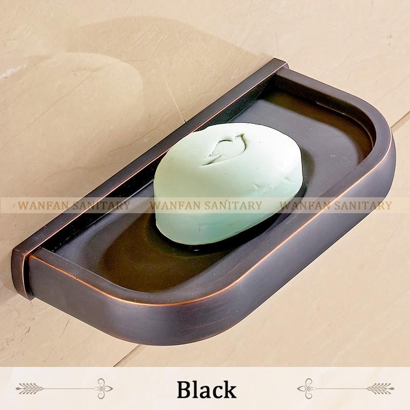 Soap Dishes Solid Brass Wall Mounted Soap Dish Holder For Bathroom Storage Bathroom Accessories Black Soap Box F81359