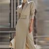 Europe and the United States 2025 autumn temperament V-neck slim-fit version medium and long hip-wrapped fashion dress women