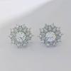 Fashion snow pollen diamond zircon stud earrings women's sunflower zircon flower earrings light luxury luxury high-end