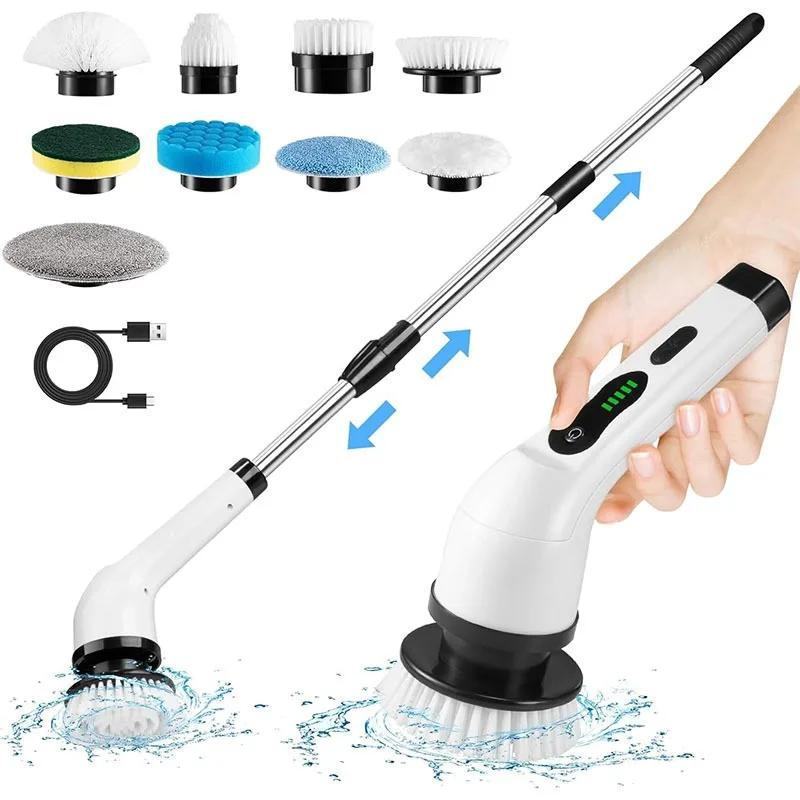 Electric Bathroom Cleaning Brush 9-in-1 Wireless Household Rotation Cleaning Brush for Bathroom Kitchen Toilet Cleaning Scrubber