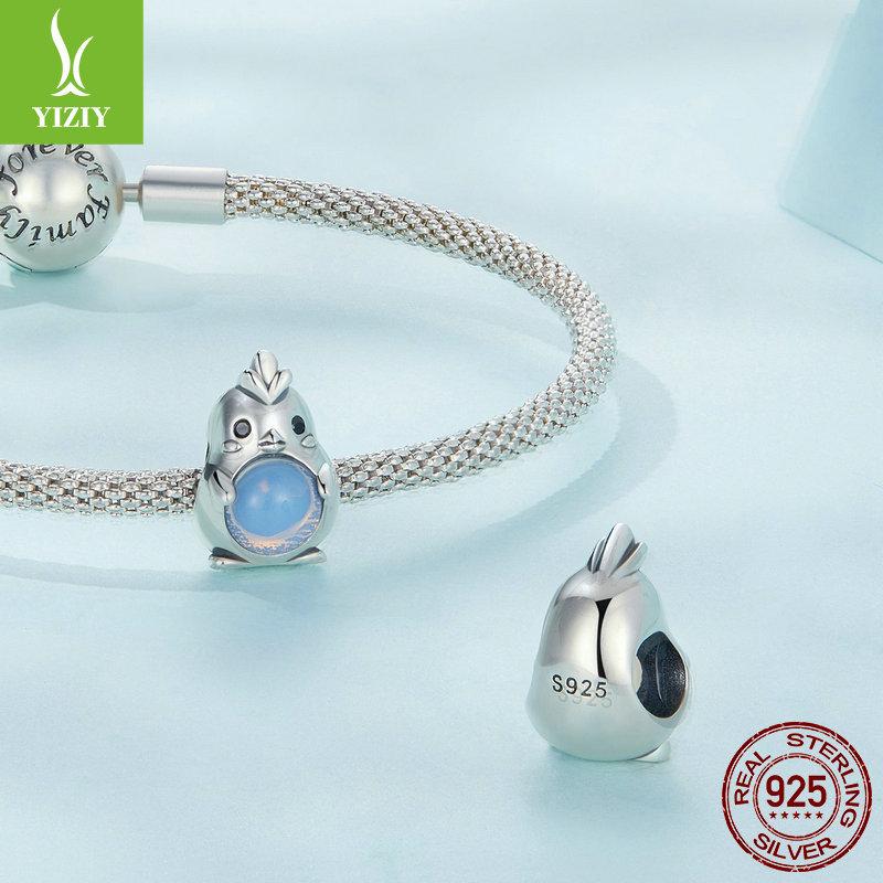 Opal Chick Bracelet Beaded, Cute Girl Heart S925 Silver Diy Beads Scc2409