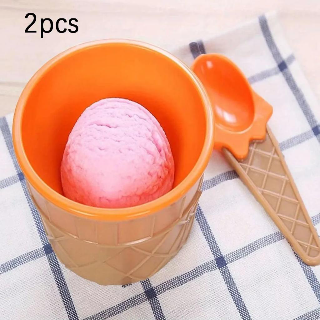 1/2set- Ice Cream Bowl Spoon Set Yogurt Cup Children's Ice Cream Bowl