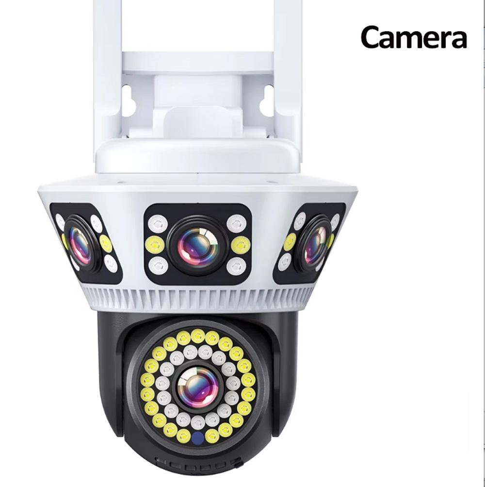 

WiFi Surveillance Camera, Triple Lens, Triple Screen Security Camera, Automatic Tracking IP Surveillance Camera 【Wifi】None Card чорний/білий