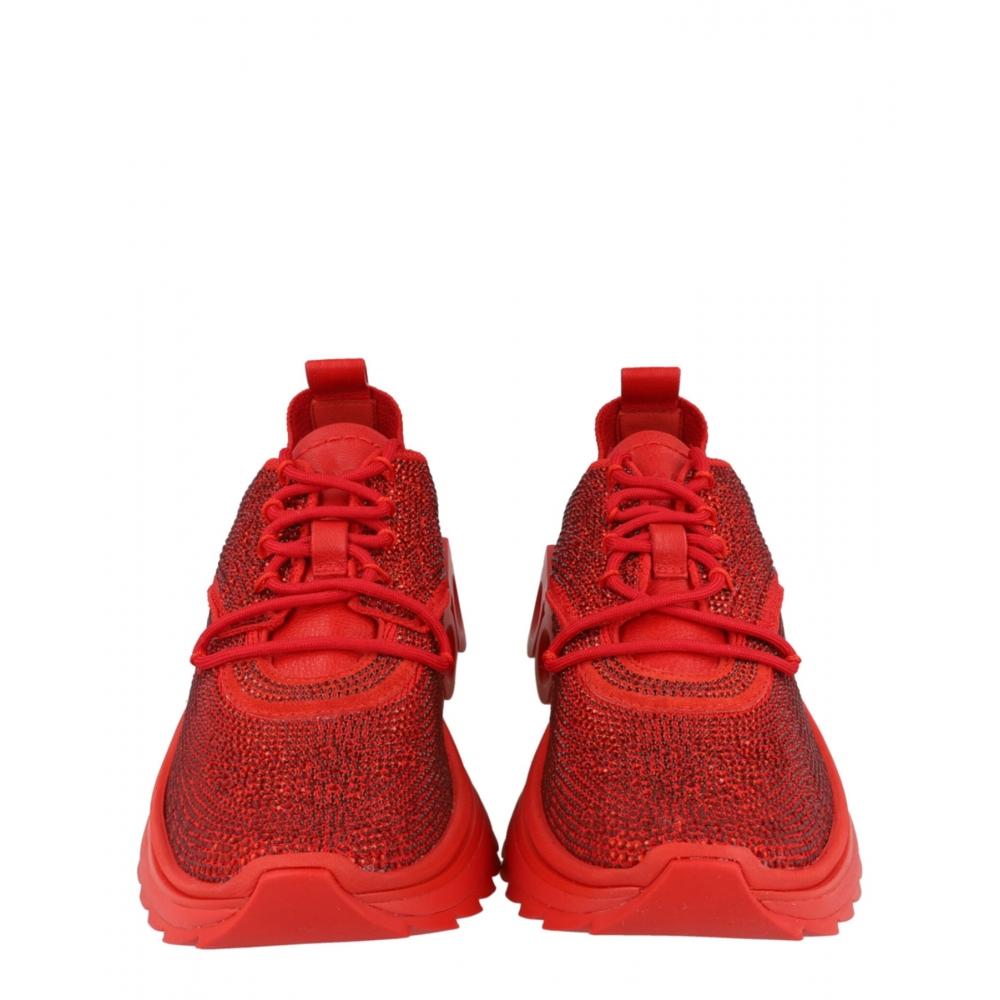 Salvatore Ferragamo Nima Strass Crystal Embellished Sneakers Red