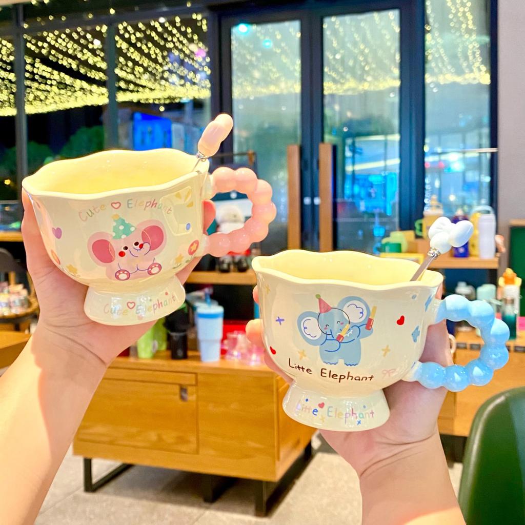 2025 Elephant Ceramic Cup High-Value Water Cup Couple Mug Birthday Gift For Boys And Girls