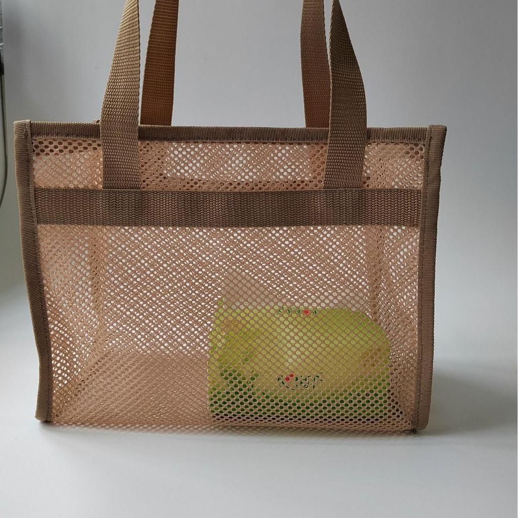 Large Capacity Mesh Tote Bag for Beach, Bathing, and Swimming - Portable, Quick-Drying, and Hollow Design