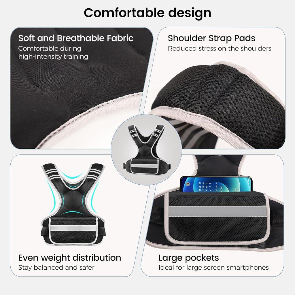 Adjustable Reflective Weighted Vest for Fitness Training
