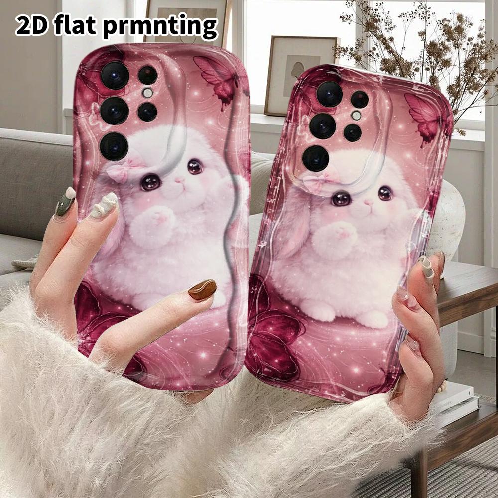 Phone Case: 2D Flat Samsung Galaxy A34 A35 M05 M06 S20 S22 S21 FE Plus 5G Protective Case, Couple Style, Lop-Eared Bunny, Christmas and Halloween Gift