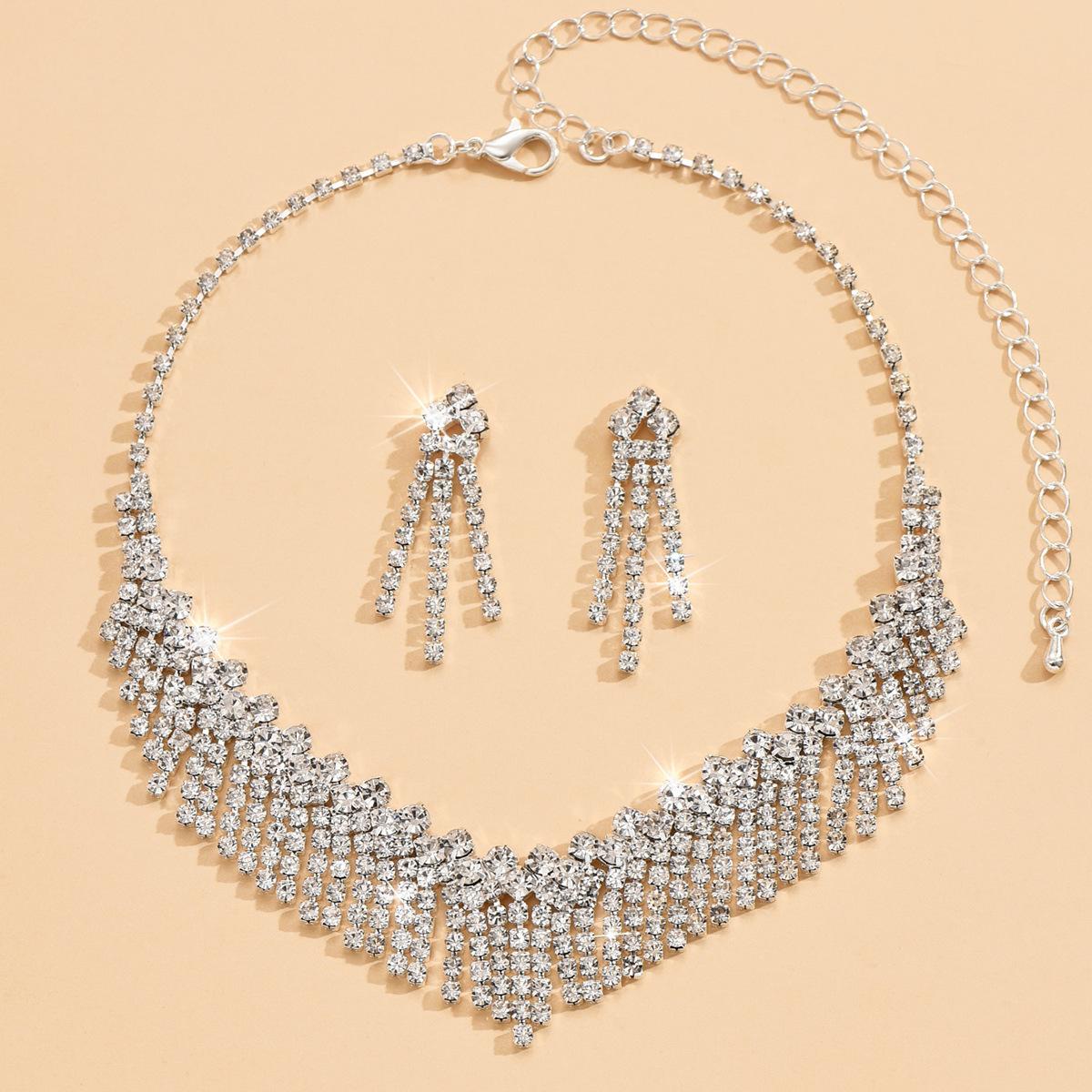 

Ветер Дизайн Сексуальное Ожерелье с Кисточкой из Полных Бриллиантов Винтажные Украшения Свадебный Набор Ожерелье Серьги-гвоздики