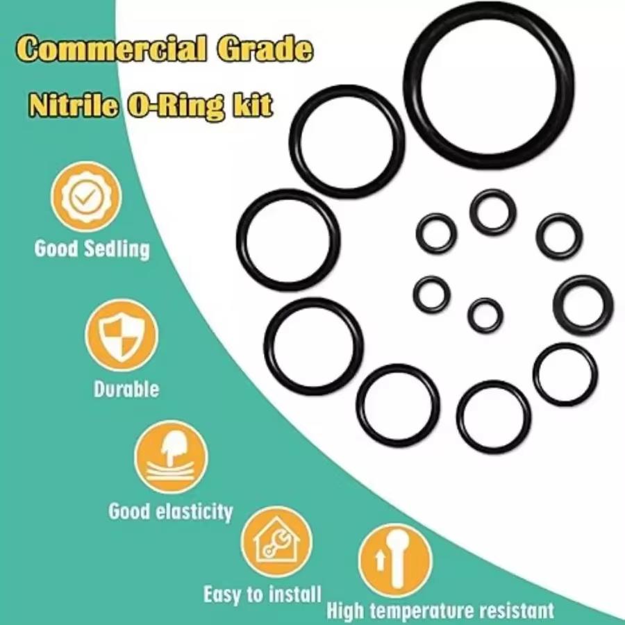 Nitrile Rubber O Ring Set 18 Sizes Oil Water Resistant High Pressure Round Seal Gasket For Auto Plumbing Machinery Repair Engine Gaskets 6