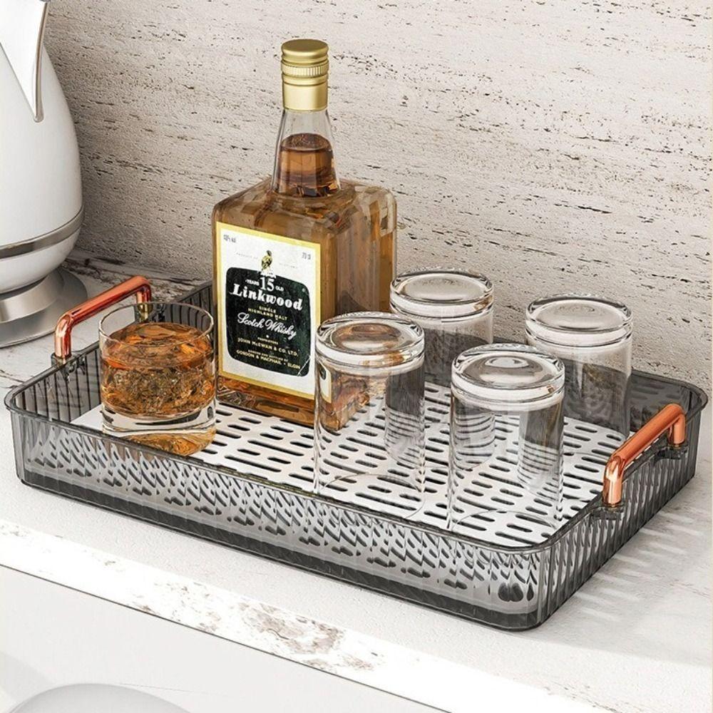 Clear Tableware Storage Tray Double-layer Serving Plate Decorative Drain Tea Tray  Kitchen