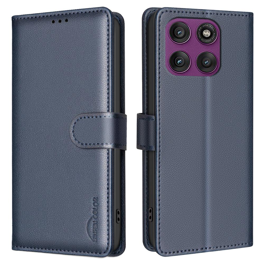 

BINFEN COLOR BF32 For Motorola Edge 60 Pro 5G Leather Case Wallet RFID Blocking Phone Cover Blue