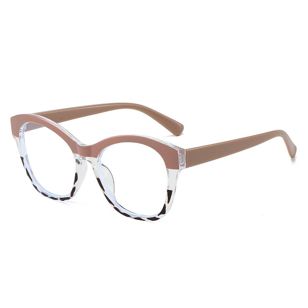 

Cat S Eye Color Matching Glasses Frame Glasses Frame Women S Plain Flat Glasses Anti-Blue Light white film (anti-blue light)
