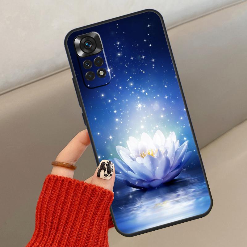 Lotus Blue White Flowers Case For Xiaomi Redmi Note 14 13 12 10 11 15 Pro Plus Cover For Redmi 15 15C 13C 10C 12C 14C