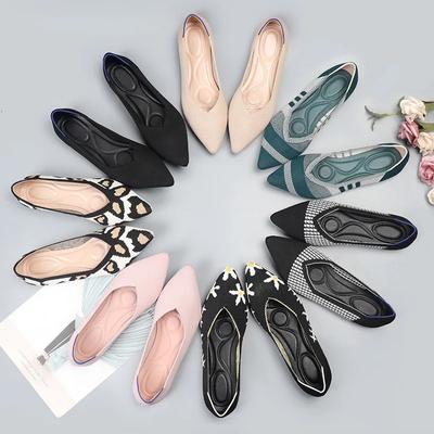 2024Damenschuhe Mesh Atmungsaktive Spitzschuh Flache Schuhe Mode Weiche Unterseite Gestrickte Schuhe Weibliche Casual Slip Schuhe Loafers