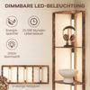 Lampada da Terra a LED con Mensole, 5 Livelli Dimmerabile, Lampada da Terra Moderna con 3 Livelli di Luminosità e Interruttore a Pedale, Marrone Rustico