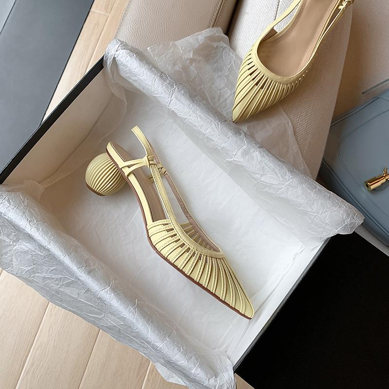 Mode 2024 Sommer/Frühling Damen Schuhe Spitz Zehe Sandalen Riemchen Mittelhohe Absätze Spaltleder Kleiderschuhe für Damen Rom Gladiatoren Schuhe