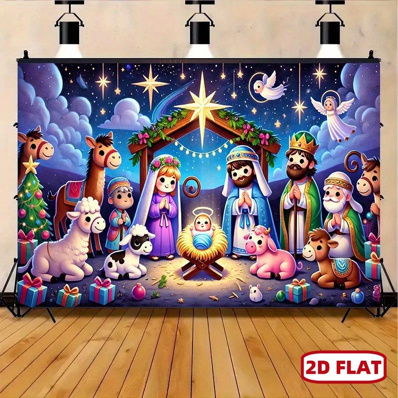 2D plane 1 Christmas background - various sizes featuring the Sagrada Familia theme with shepherds and angels.zyc