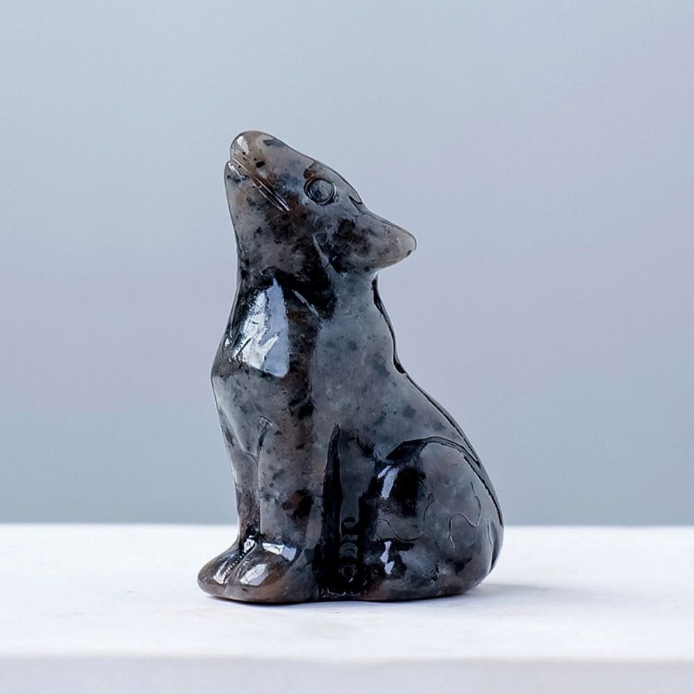 Carving Crystal Wolf Statue Natural Animal Ornament Feng Shui Ornament Crystal Little Wolf  Office