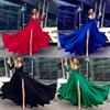 Women Deep V Neck Long Sleeve Slit Prom Gown Dress Elegant Bridesmaid Evening Maxi Dress
