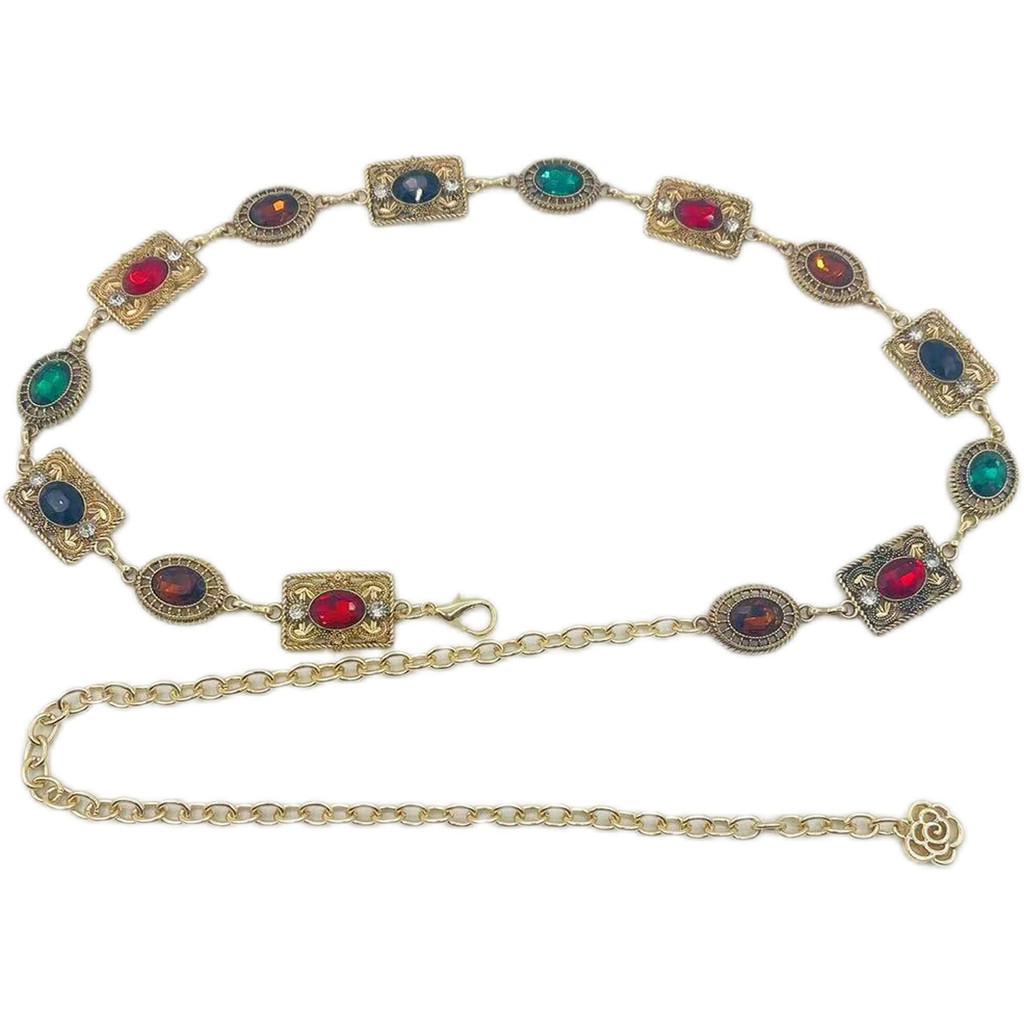 Ethnic Style Retro Waist Chain Jewelry With Water Diamond Embellishments For Women Crystal