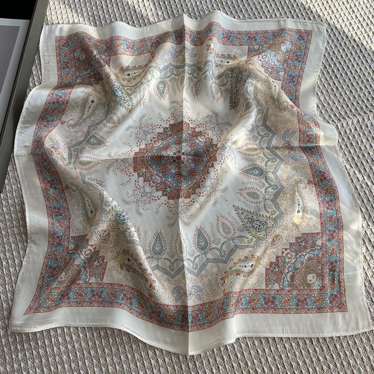 Aesthetic paisley silk silk scarf women s spring summer thin fashion 53cm small square scarf neck scarf 53*53cm
