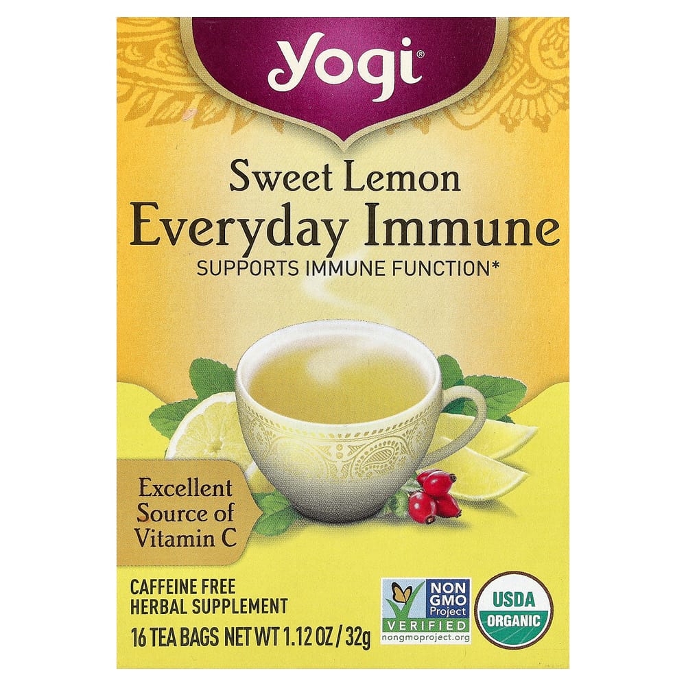 Yogi Tea Sweet Lemon Everyday Immune Caffeine-Free Tea Bags, 16 Count, 32g (1.12oz) Each