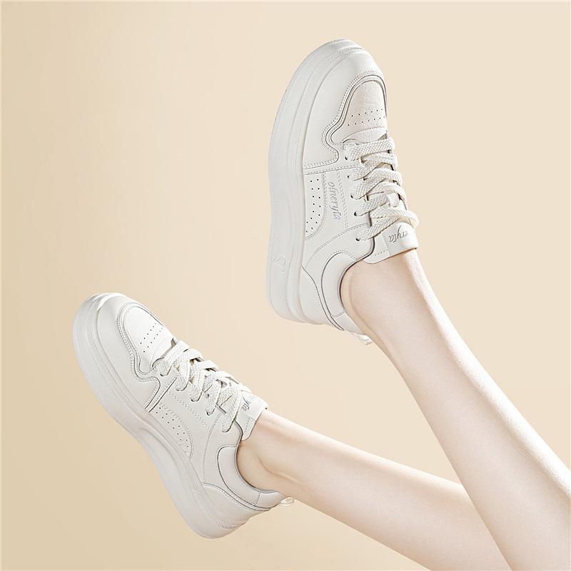 Fashion casual little white shoes spring new color matching thick sole heightening versatile board shoes simple daily comfortable women's shoes