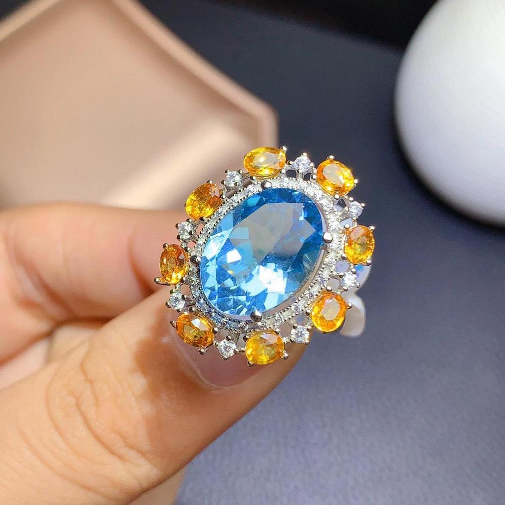 Luxury Gemstone Ring with Simulated Amethyst & Yellow Diamond