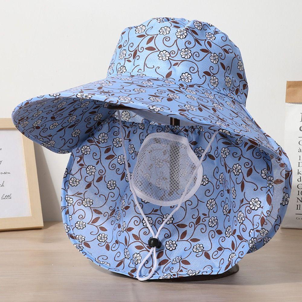 Face Mask Sunshade Shawl Cap Printing Agricultural Work Hat Fashion Wide Brim Sun Hat  Summer