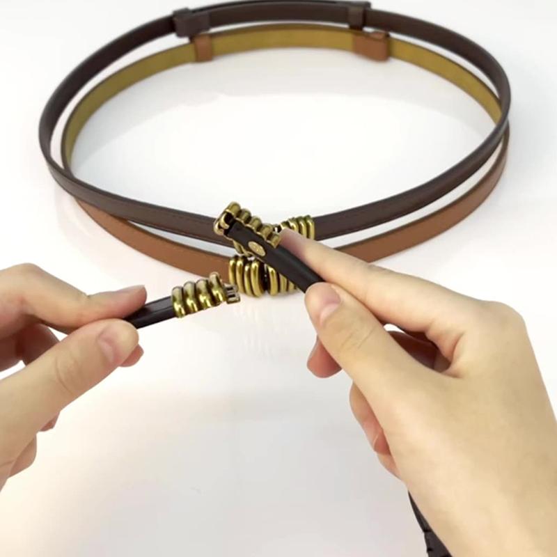 Thin Retro Gold Buckle Adjustable Women Belts Pu Leather Fashion Wild Skinny Waistbands Dress Jeans Pants Decorative Straps