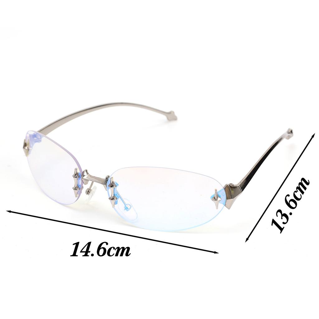 Women Girls Korean Y2K Square Frameless Anti Blue Light Glasses High-end and Spicy Style Sunglasses
