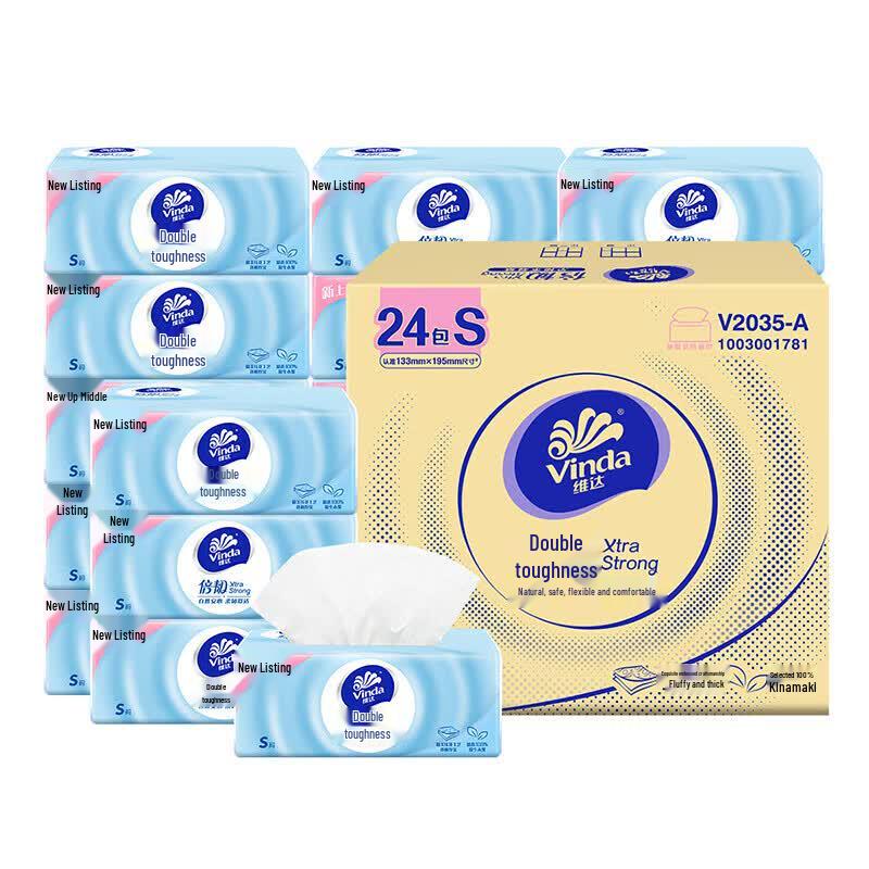 Vinda Extra Tough 3-Ply Unscented Facial Tissues, 24 Packs
