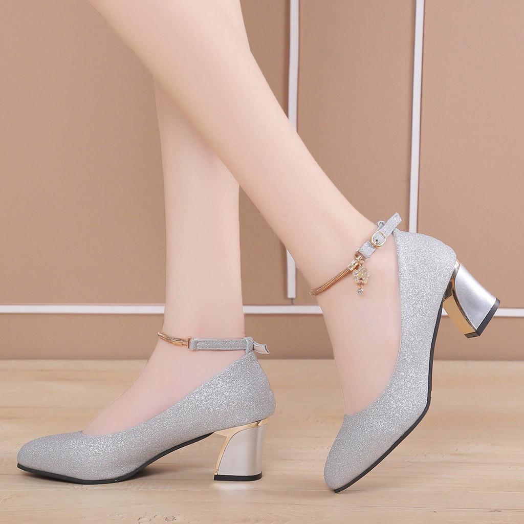 Chaussures à Talons Hauts pour Femmes Taille 14 Talons Talons Bout Mariage Chaussures Mode Chunky Haut Solide pour Femmes Zapatos De TacóN Mujer Elegantes