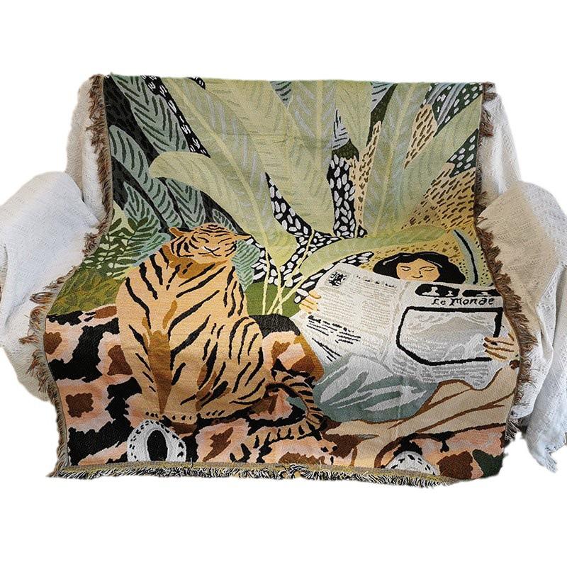Tiger Girl Sofa Towel New Sofa Cover Cloth Anti-Cat Scratch Dust Cover Cover Sofa Cushion Cover Four Seasons Pass